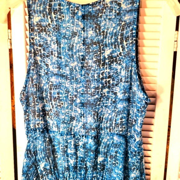 DEREK LAM FOR DESIGN NATION BLUE / ARMIDILLO  PRINT SLEEVELESS MAXI DRESS SZM - Picture 5 of 9